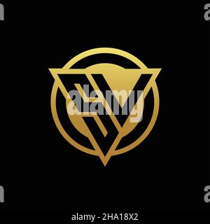 SV logo monogram with triangle shape and circle rounded style isolated on gold colors and black background design template Stock Vector