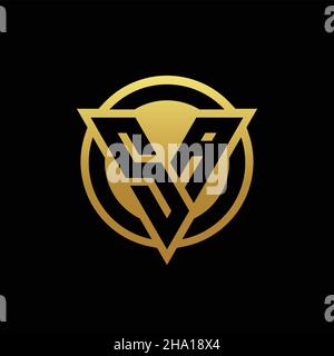 SA logo monogram with triangle shape and circle rounded style isolated on gold colors and black background design template Stock Vector