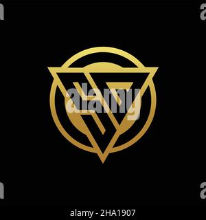 SQ logo monogram with triangle shape and circle rounded style isolated on gold colors and black background design template Stock Vector