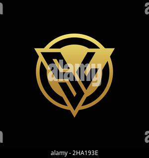 SL logo monogram with triangle shape and circle rounded style isolated on gold colors and black background design template Stock Vector