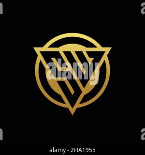 SW logo monogram with triangle shape and circle rounded style isolated on gold colors and black background design template Stock Vector