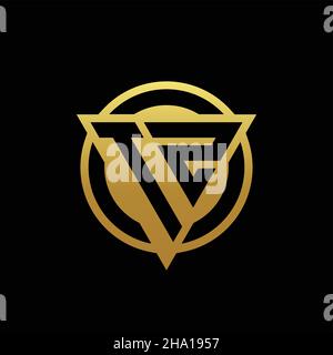 TZ logo monogram with triangle shape and circle rounded style isolated on gold colors and black background design template Stock Vector
