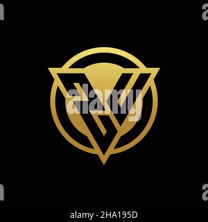 ZU logo monogram with triangle shape and circle rounded style isolated on gold colors and black background design template Stock Vector