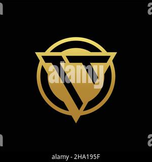 TT logo monogram with triangle shape and circle rounded style isolated on gold colors and black background design template Stock Vector