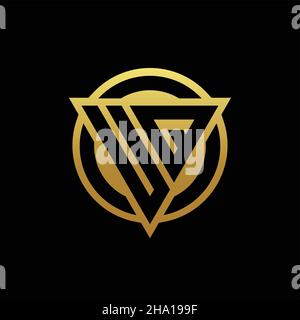 UQ logo monogram with triangle shape and circle rounded style isolated on gold colors and black background design template Stock Vector