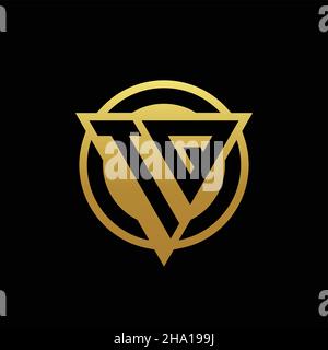 TQ logo monogram with triangle shape and circle rounded style isolated on gold colors and black background design template Stock Vector