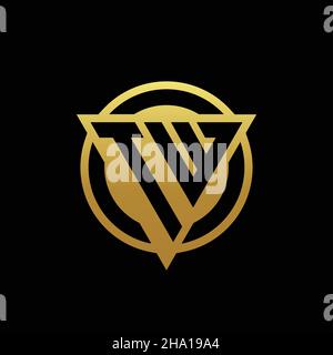 TW logo monogram with triangle shape and circle rounded style isolated on gold colors and black background design template Stock Vector