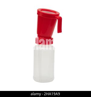 Red teat dip cup isolated on white background, close up Stock Photo