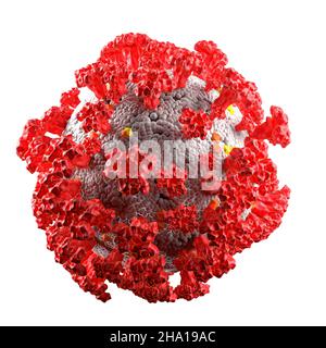 Coronavirus under microscope on a white background. 3d rendering. Stock Photo