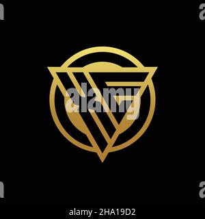 XE logo monogram with triangle shape and circle rounded style isolated on gold colors and black background design template Stock Vector