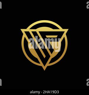 UP logo monogram with triangle shape and circle rounded style isolated on gold colors and black background design template Stock Vector