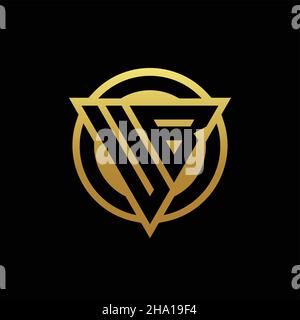 UB logo monogram with triangle shape and circle rounded style isolated on gold colors and black background design template Stock Vector