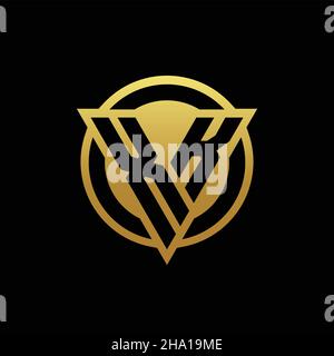 XK logo monogram with triangle shape and circle rounded style isolated on gold colors and black background design template Stock Vector