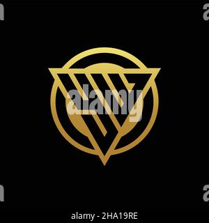 YW logo monogram with triangle shape and circle rounded style isolated on gold colors and black background design template Stock Vector