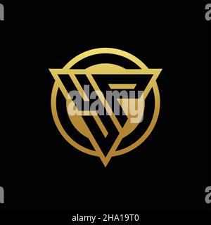 YP logo monogram with triangle shape and circle rounded style isolated on gold colors and black background design template Stock Vector