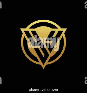 YY logo monogram with triangle shape and circle rounded style isolated on gold colors and black background design template Stock Vector
