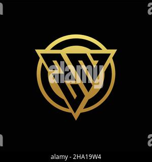 ZN logo monogram with triangle shape and circle rounded style isolated on gold colors and black background design template Stock Vector