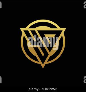 YQ logo monogram with triangle shape and circle rounded style isolated on gold colors and black background design template Stock Vector