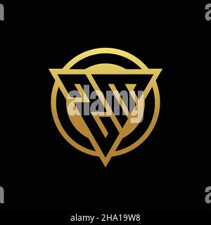 ZM logo monogram with triangle shape and circle rounded style isolated on gold colors and black background design template Stock Vector