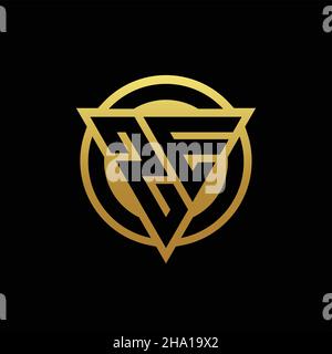 ZE logo monogram with triangle shape and circle rounded style isolated on gold colors and black background design template Stock Vector