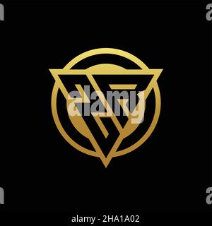 ZR logo monogram with triangle shape and circle rounded style isolated on gold colors and black background design template Stock Vector