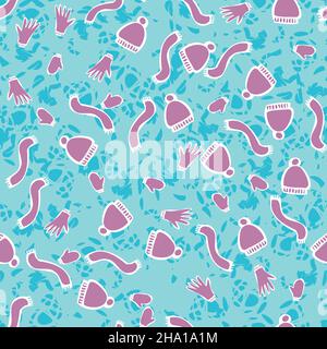 toss of winter hats, scarfs, gloves, and mittens Stock Vector