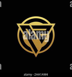 PZ logo monogram with triangle shape and circle rounded style isolated on gold colors and black background design template Stock Vector