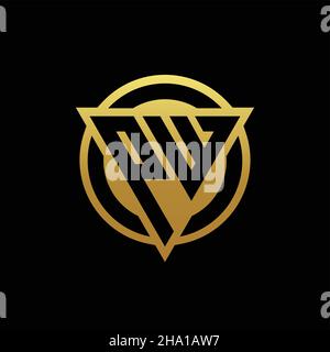 PW logo monogram with triangle shape and circle rounded style isolated on gold colors and black background design template Stock Vector