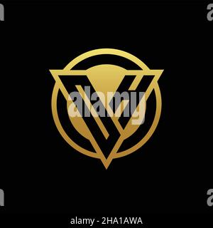 OH logo monogram with triangle shape and circle rounded style isolated on gold colors and black background design template Stock Vector