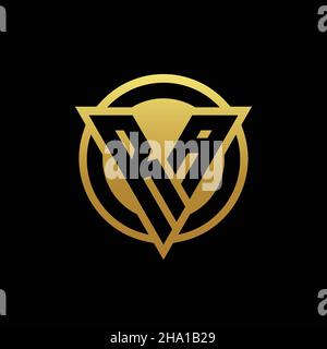 RA logo monogram with triangle shape and circle rounded style isolated on gold colors and black background design template Stock Vector