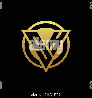 SK logo monogram with triangle shape and circle rounded style isolated on gold colors and black background design template Stock Vector