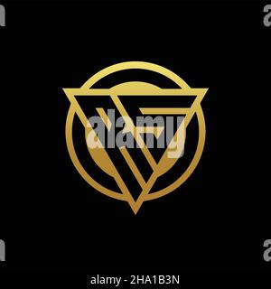RS logo monogram with triangle shape and circle rounded style isolated on gold colors and black background design template Stock Vector
