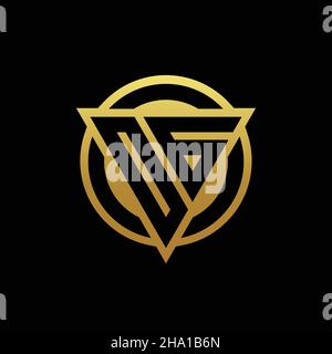 OG logo monogram with triangle shape and circle rounded style isolated on gold colors and black background design template Stock Vector