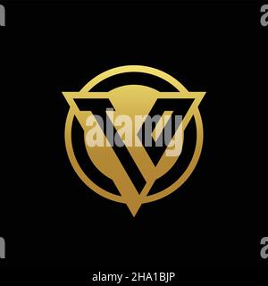 TO logo monogram with triangle shape and circle rounded style isolated on gold colors and black background design template Stock Vector