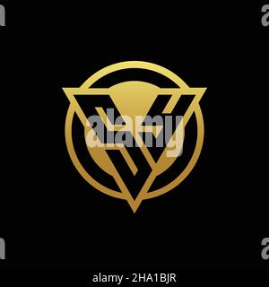 SY logo monogram with triangle shape and circle rounded style isolated on gold colors and black background design template Stock Vector