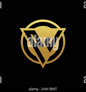 PJ logo monogram with triangle shape and circle rounded style isolated on gold colors and black background design template Stock Vector
