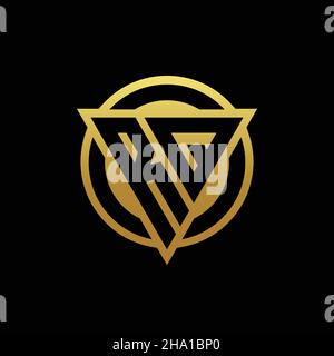 RQ logo monogram with triangle shape and circle rounded style isolated on gold colors and black background design template Stock Vector