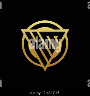 XM logo monogram with triangle shape and circle rounded style isolated on gold colors and black background design template Stock Vector