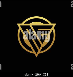 RE logo monogram with triangle shape and circle rounded style isolated on gold colors and black background design template Stock Vector