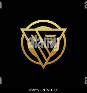 RB logo monogram with triangle shape and circle rounded style isolated on gold colors and black background design template Stock Vector