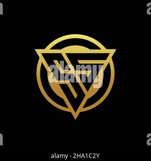 SS logo monogram with triangle shape and circle rounded style isolated on gold colors and black background design template Stock Vector