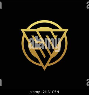 SN logo monogram with triangle shape and circle rounded style isolated on gold colors and black background design template Stock Vector