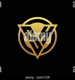 SH logo monogram with triangle shape and circle rounded style isolated on gold colors and black background design template Stock Vector