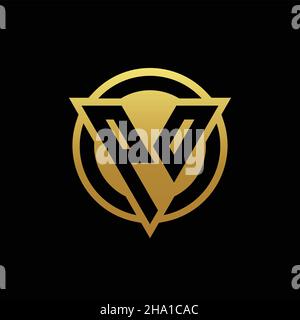 PO logo monogram with triangle shape and circle rounded style isolated on gold colors and black background design template Stock Vector