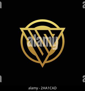 UN logo monogram with triangle shape and circle rounded style isolated on gold colors and black background design template Stock Vector