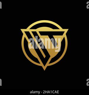 UT logo monogram with triangle shape and circle rounded style isolated on gold colors and black background design template Stock Vector