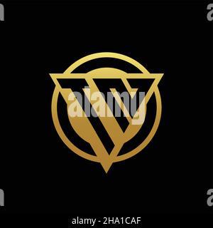 TN logo monogram with triangle shape and circle rounded style isolated on gold colors and black background design template Stock Vector