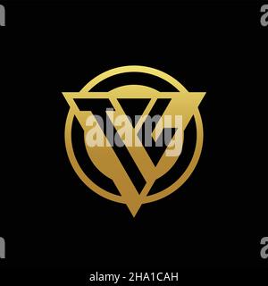 TL logo monogram with triangle shape and circle rounded style isolated on gold colors and black background design template Stock Vector