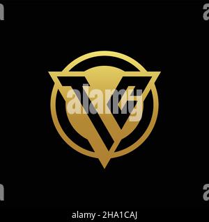 TC logo monogram with triangle shape and circle rounded style isolated on gold colors and black background design template Stock Vector
