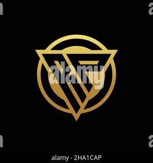 RP logo monogram with triangle shape and circle rounded style isolated on gold colors and black background design template Stock Vector